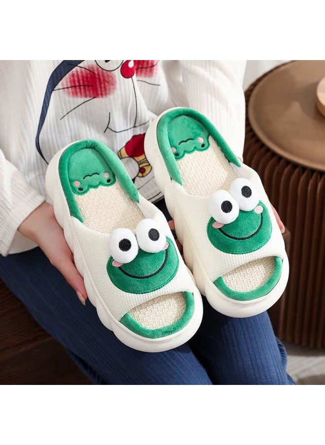 Cartoon slippers Cute Animal Shape Slippers,Thick Sole Soft Indoor Outdoor Slippers for Women Frog11