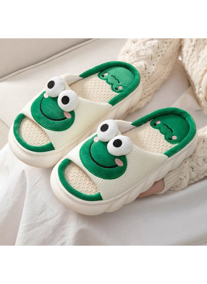 Cartoon slippers Cute Animal Shape Slippers,Thick Sole Soft Indoor Outdoor Slippers for Women Frog11