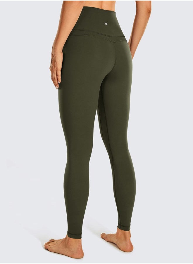 Women's Naked Feeling I Workout Leggings 28 Inches - High Waisted Full-Length Yoga Pants Olive Green Large