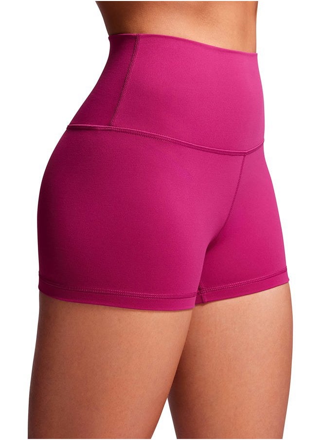 Womens Butterluxe Biker Shorts 2.5 Inches - High Waisted Yoga Workout Running Volleyball Spandex Booty Magenta Purple Large
