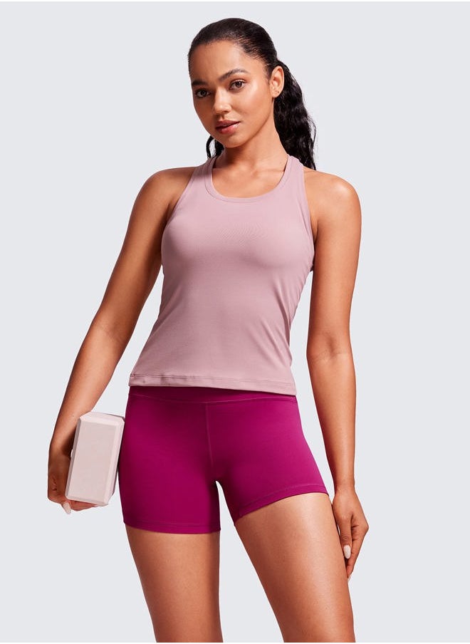 Womens Butterluxe Biker Shorts 4'' - High Waisted Booty Workout Volleyball Yoga Spandex Magenta Purple Large