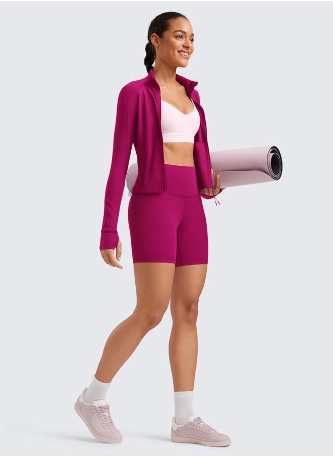 Womens ButterLuxe Biker Shorts 6 Inches - High Waisted Workout Running Volleyball Spandex Yoga Magenta Purple Large