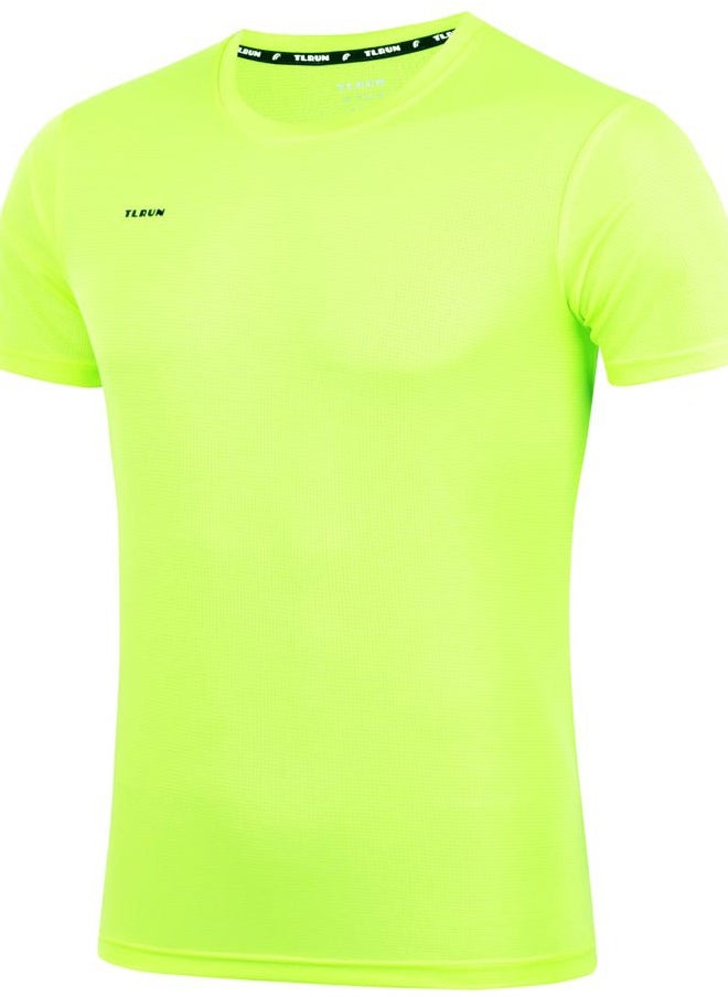 Men's Ultra Lightweight Running Shirts, Dry Fit Marathon Top Tee, Cool Short Sleeve Athletic T-Shirts(Large, Yellow)