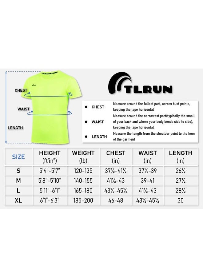 Men's Ultra Lightweight Running Shirts, Dry Fit Marathon Top Tee, Cool Short Sleeve Athletic T-Shirts(Large, Yellow)
