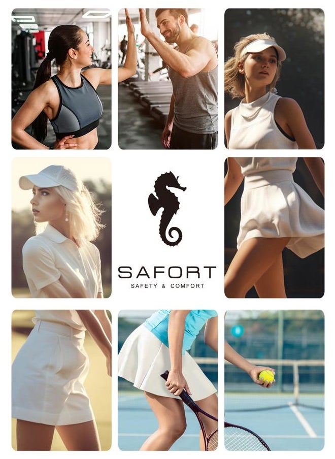 Sarfort Tennis Skirt Women Golf Skort High Waisted Athletic Workout Sports Skirts Shorts Back Pleated Running Pockets, White, XL