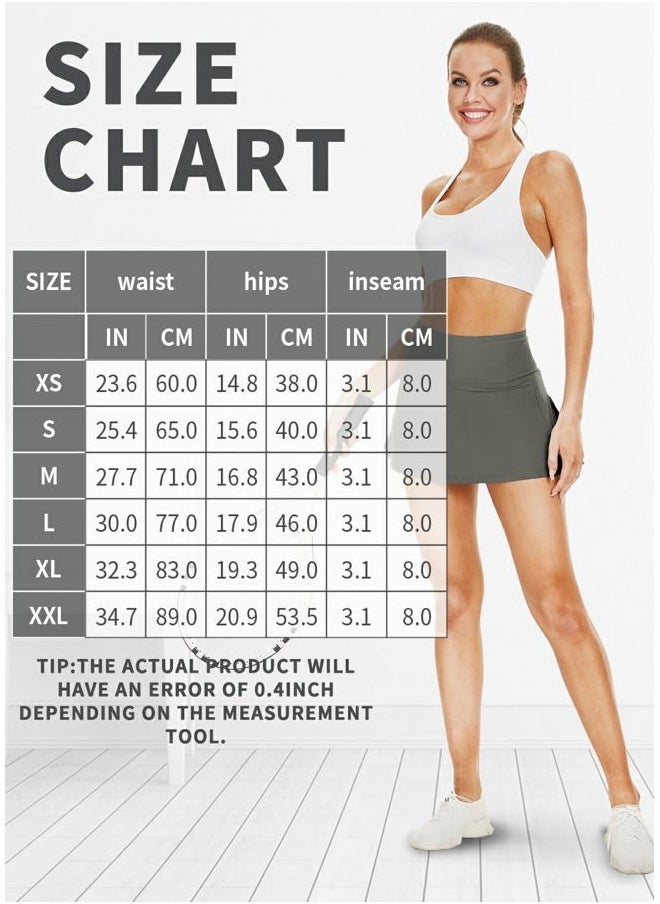 Sarfort Tennis Skirt Women Golf Skort High Waisted Athletic Workout Sports Skirts Shorts Back Pleated Running Pockets, Coffee, XS