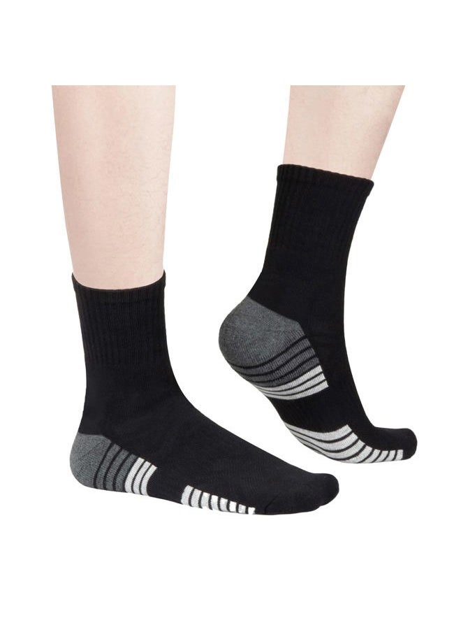 Mens Cushioned Black Cotton Crew Socks For Men Size 9-11, Moisture Wicking Casual Work Everyday Gym Golf Training Athletic Socks, 5 Pairs