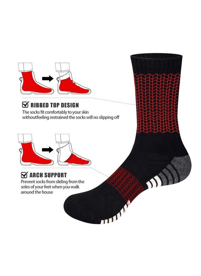 Mens Cushioned Black Cotton Crew Socks For Men Size 9-11, Moisture Wicking Casual Work Everyday Gym Golf Training Athletic Socks, 5 Pairs