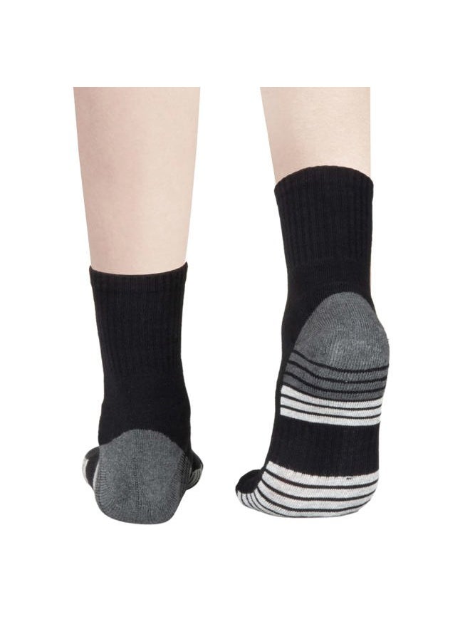 Mens Cushioned Black Cotton Crew Socks For Men Size 9-11, Moisture Wicking Casual Work Everyday Gym Golf Training Athletic Socks, 5 Pairs
