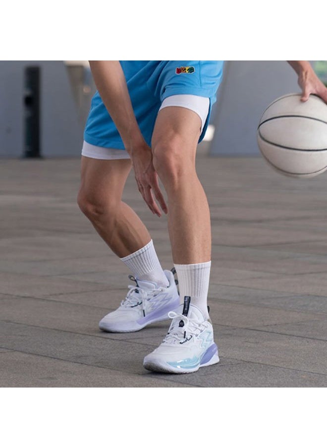 Mens White Cushioned Cotton Crew Socks For Men Size 9-11, Moisture Wicking Casual Work Everyday Gym Golf Training Athletic Socks, 5 Pairs