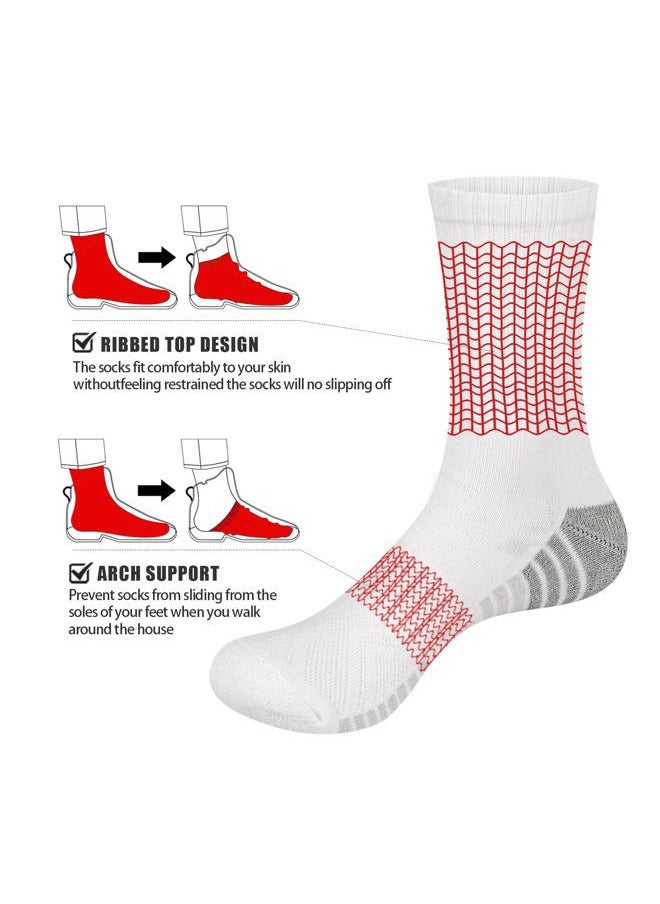 Mens White Cushioned Cotton Crew Socks For Men Size 9-11, Moisture Wicking Casual Work Everyday Gym Golf Training Athletic Socks, 5 Pairs