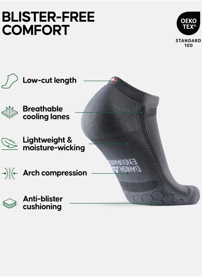 Low-Cut Long Distance Running Socks, Sweat Wicking, Cushioned & Anti-Blister, for Men & Women, 3 & 5-Pack, Grey/Black, Medium