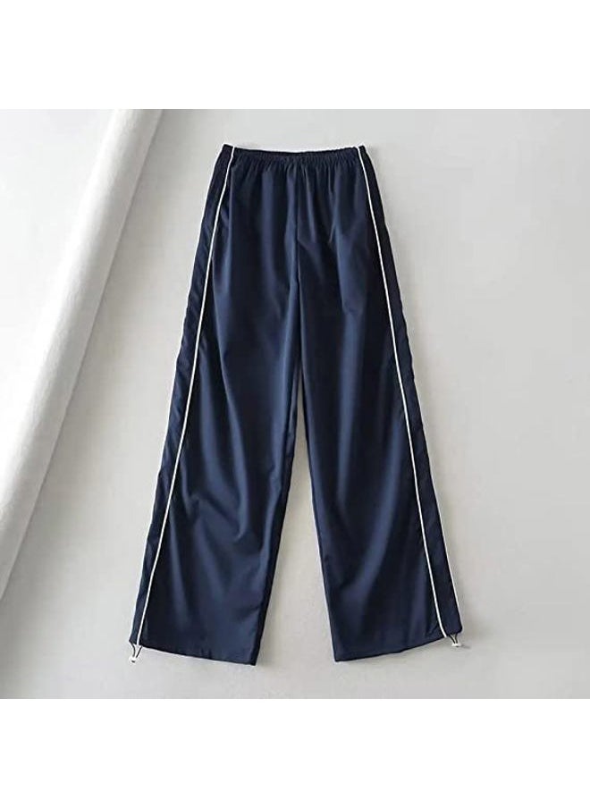 Track Pants Women Baggy Pants Y2k Pants Parachute Pants for Women Y2K Clothing (Navy,XS,X-Small)
