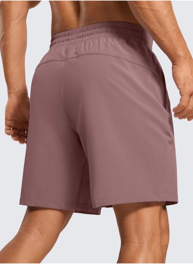Men's Linerless Workout Shorts - 7'' Quick Dry for Running Sports Athletic Gym with Pockets Mauve Medium