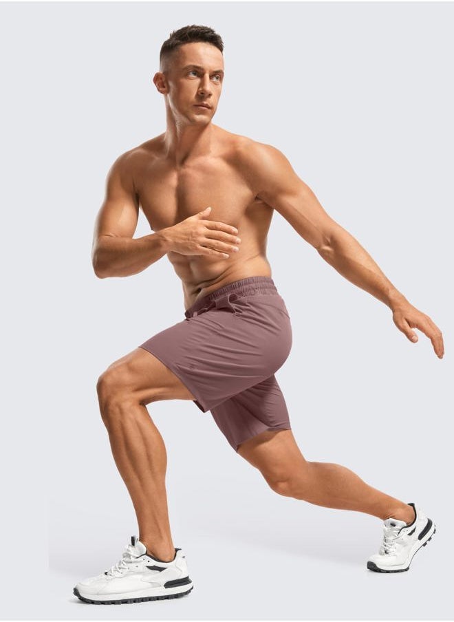 Men's Linerless Workout Shorts - 7'' Quick Dry for Running Sports Athletic Gym with Pockets Mauve Medium
