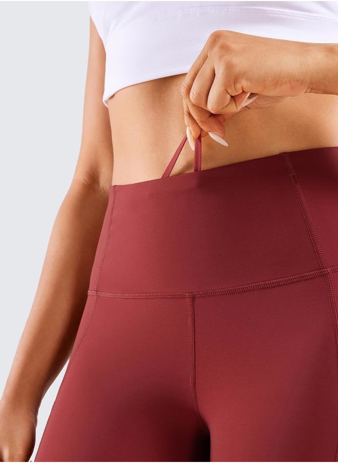 Women's Naked Feeling Light Running Shorts with Pockets 6'' - High Waisted Compression Gym Biker Shorts Deep Wine Small