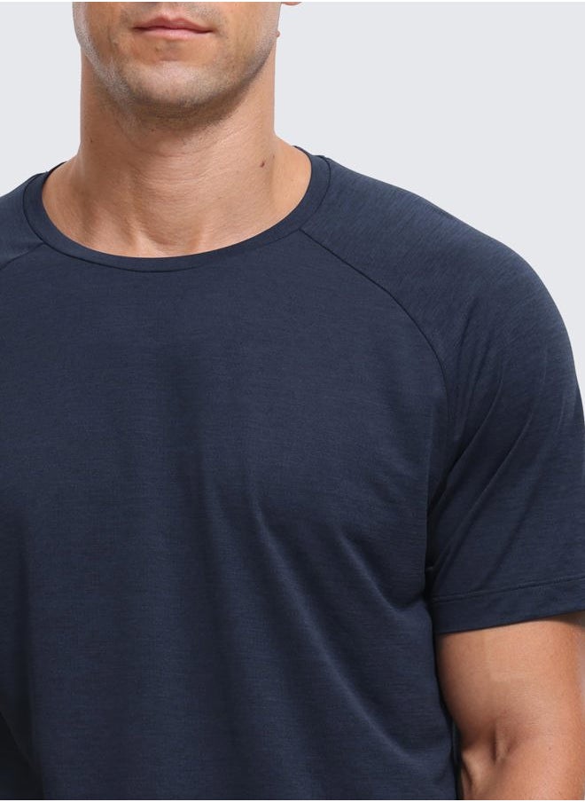 Lightweight Short Sleeve T-Shirt for Men Quick Dry Workout Running Athletic Tee Shirt Tops Navy-Heather X-Large