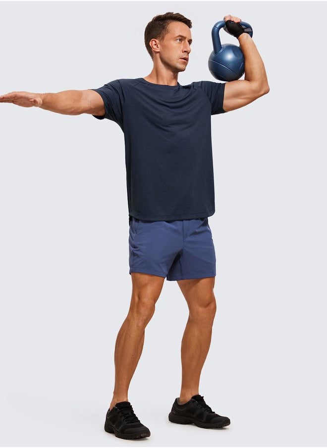 Lightweight Short Sleeve T-Shirt for Men Quick Dry Workout Running Athletic Tee Shirt Tops Navy-Heather X-Large