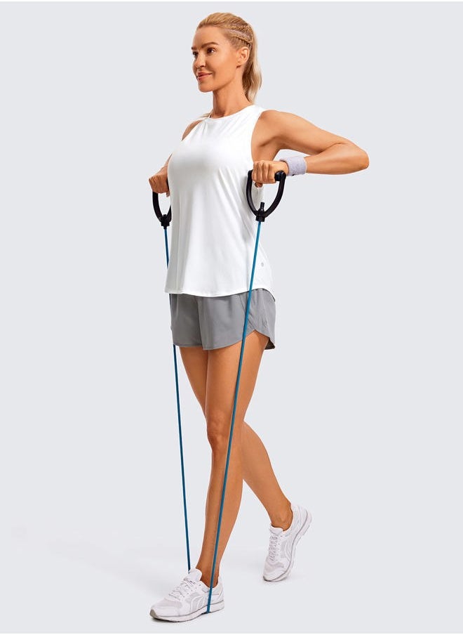 Lightweight Racerback Tank Tops for Women High Neck Workout Athletic Running Sleeveless Shirts White Large