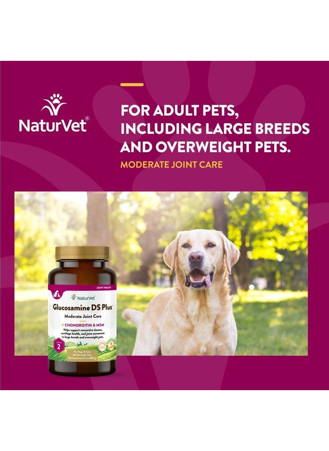 Glucosamine DS Plus Level 2 Moderate Care Joint Support Supplement for Dogs and Cats, Chewable Tablets Time Release, Made in The USA, 60 Count