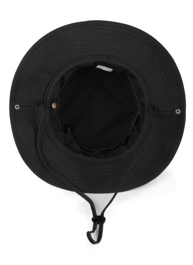 Large Wide Brim Safari Sun Hats,Big Head Summer Fishing Hats,UV Outdoor Military Hats with Adjustable String Black
