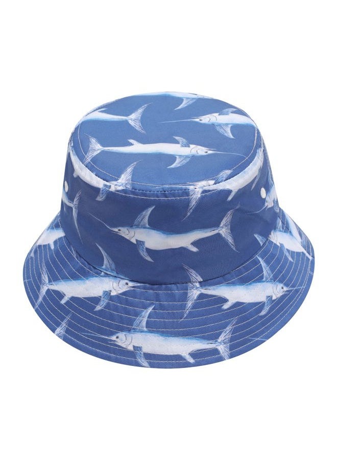 Unisex Cute Animal Print Travel Bucket Hat Summer Fisherman Cap (Swordfish Navy)