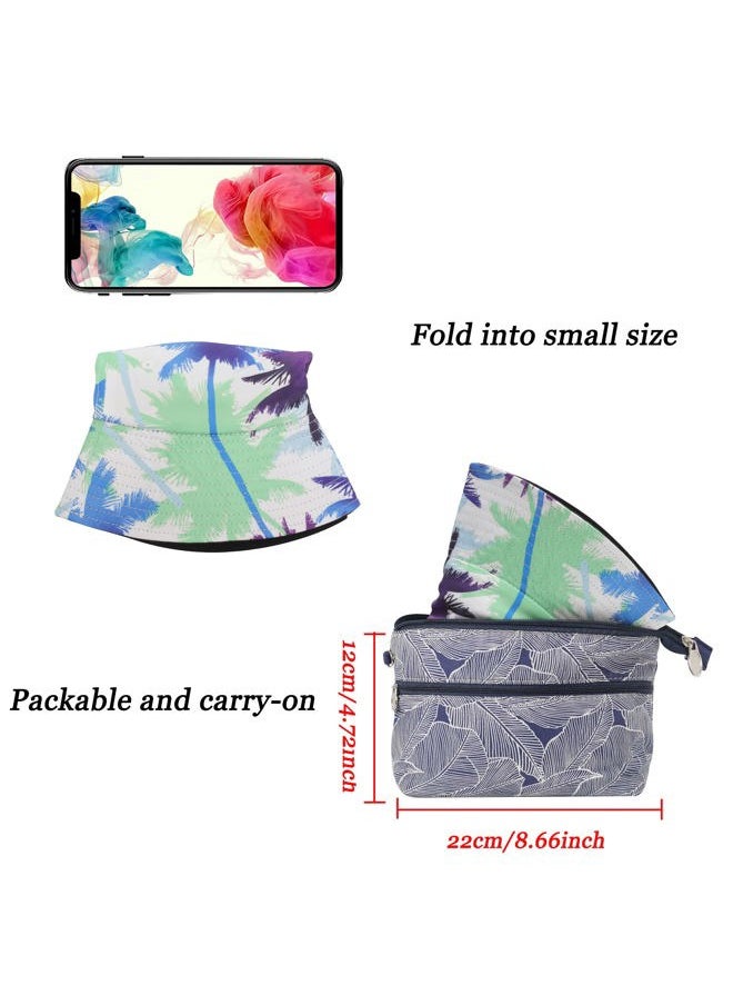 Unisex Cute Print Bucket Hat Summer Travel Fisherman Cap for Women Men Teens (Palm Tree Print)