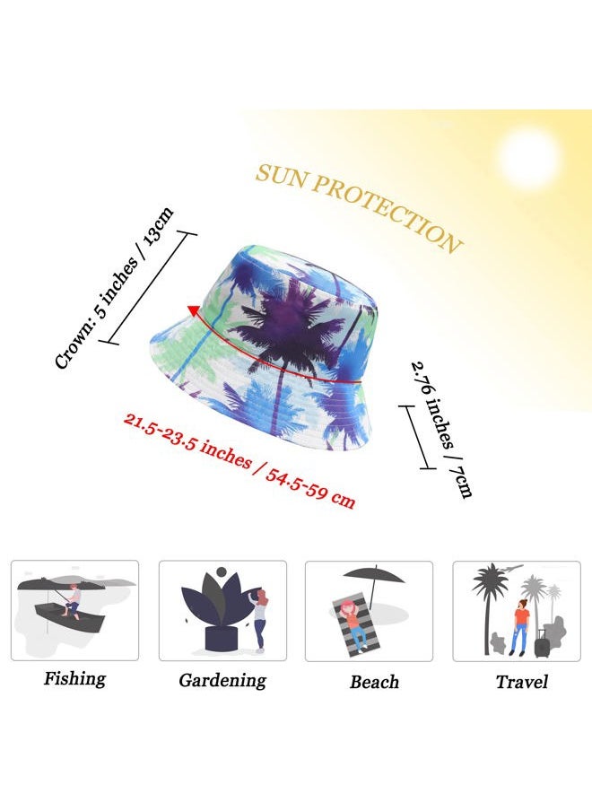 Unisex Cute Print Bucket Hat Summer Travel Fisherman Cap for Women Men Teens (Palm Tree Print)