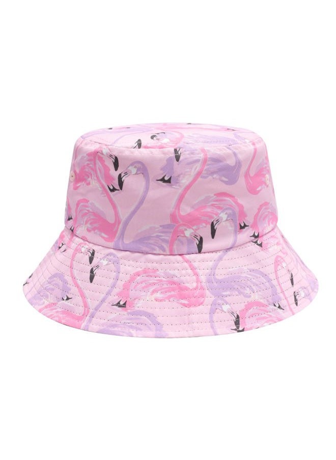 Unisex Cute Animal Print Travel Bucket Hat Summer Fisherman Cap (Flamingo Pink)