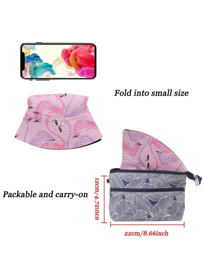 Unisex Cute Animal Print Travel Bucket Hat Summer Fisherman Cap (Flamingo Pink)
