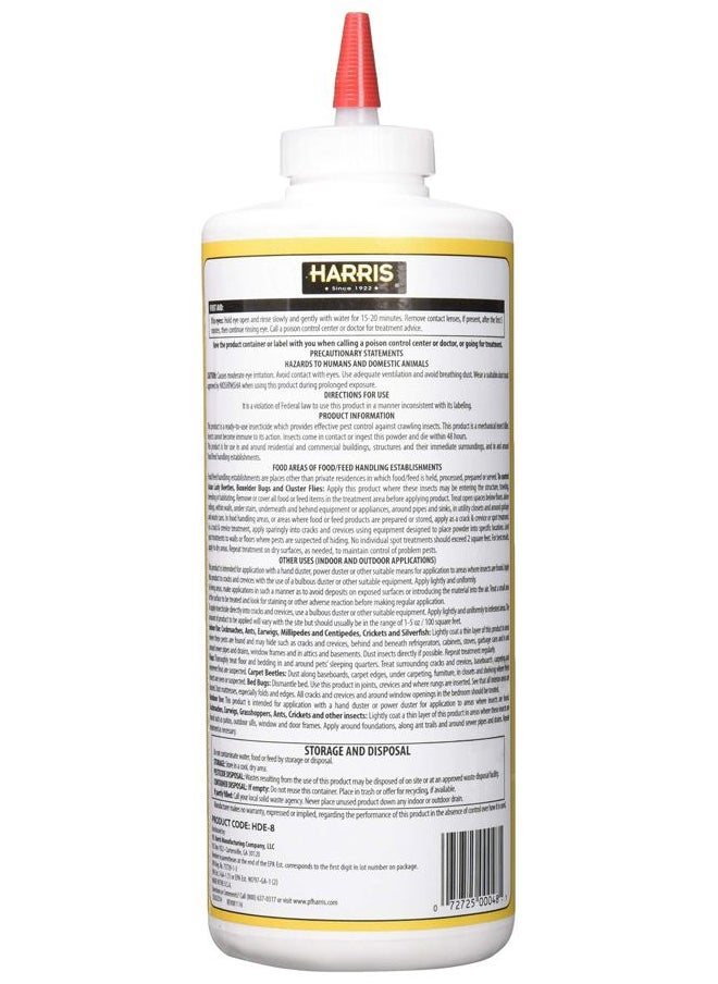 Harris HDE-8 Bed Bug Powder Diatomaceous Earth, 8oz, Yellow