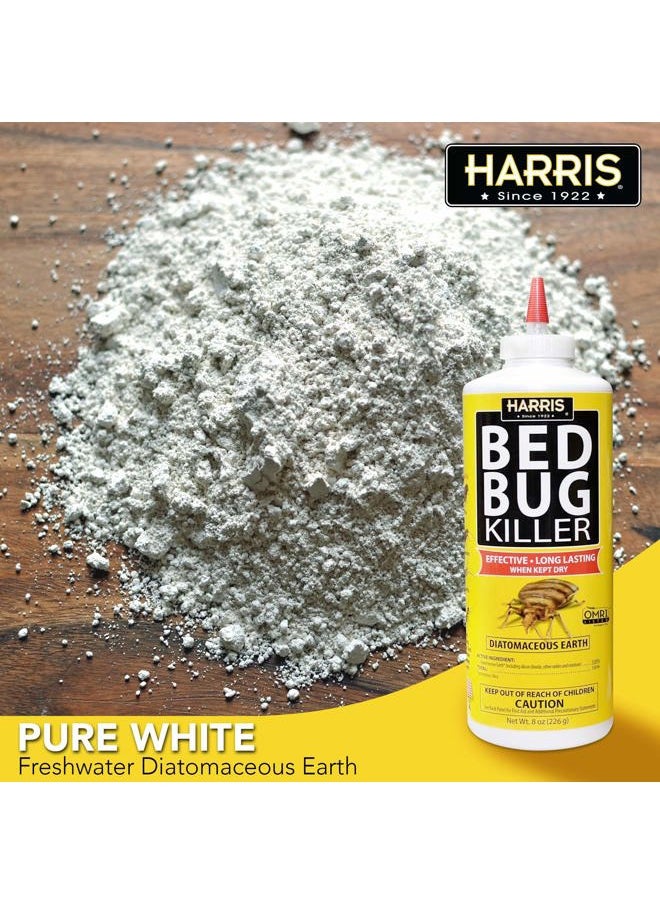 Harris HDE-8 Bed Bug Powder Diatomaceous Earth, 8oz, Yellow