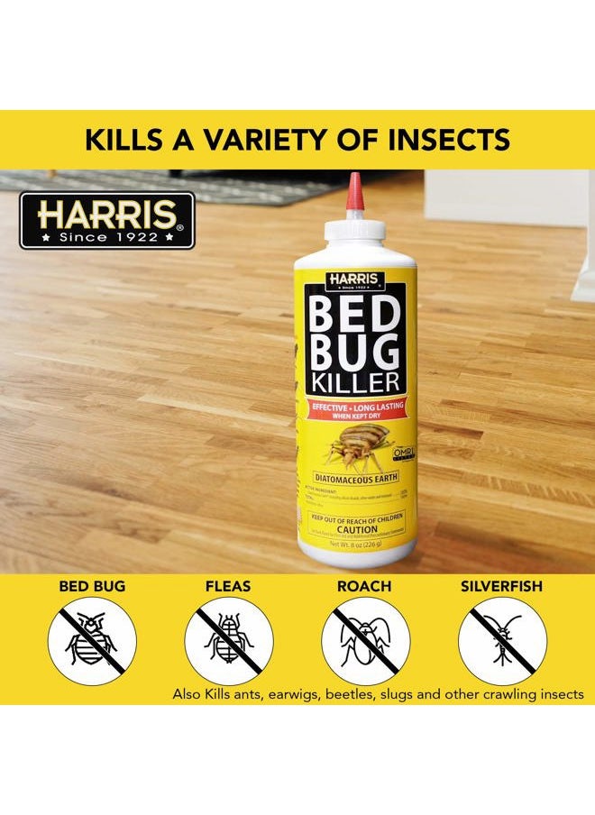 Harris HDE-8 Bed Bug Powder Diatomaceous Earth, 8oz, Yellow