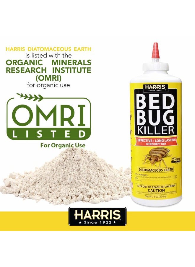 Harris HDE-8 Bed Bug Powder Diatomaceous Earth, 8oz, Yellow