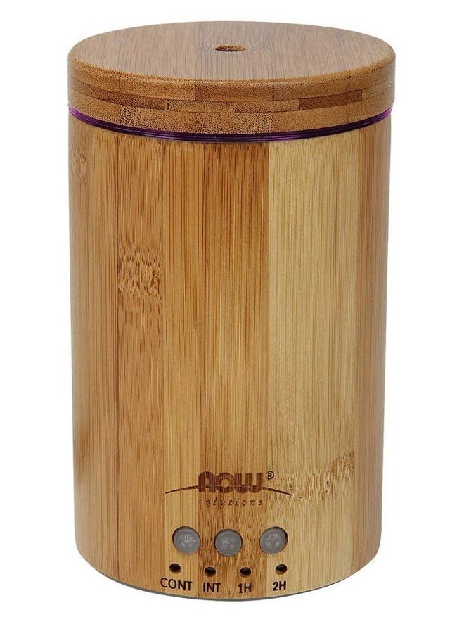 NOW Essential Oils, Ultrasonic Real Bamboo Aromatherapy Oil Diffuser, Extremely Quiet, Heat Free and Easy to Clean, Color Changing LED Diffuser