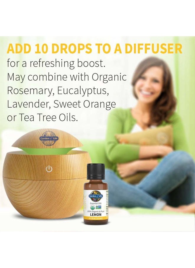 Essential Oil, Lemon USDA Organic & Pure, Clean, Undiluted & Non-GMO for Diffuser, Aromatherapy, Meditation, Joyful, Aromatic, Calming, Refreshing, 0.5 Fl Oz
