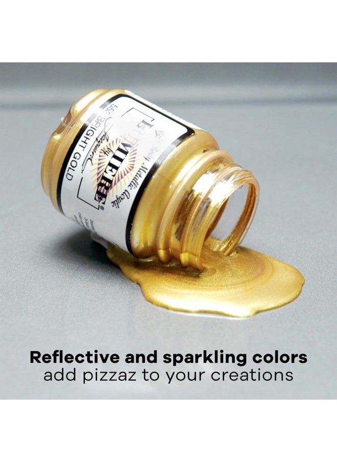 Lumiere 2.25oz Fabric Paint Hi Lite Blue - Metallic Paint for Fabric, Leather, Canvas, Paper and Wood - Light-bodied Metallic Acrylic Paint - Lightfast & Vibrant Metallic Acrylic Paints