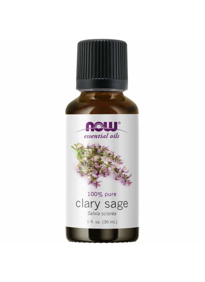 NOW Essential Oils, Clary Sage Oil, Focusing Aromatherapy Scent, Steam Distilled, 100% Pure, Vegan, Child Resistant Cap, 1-Ounce