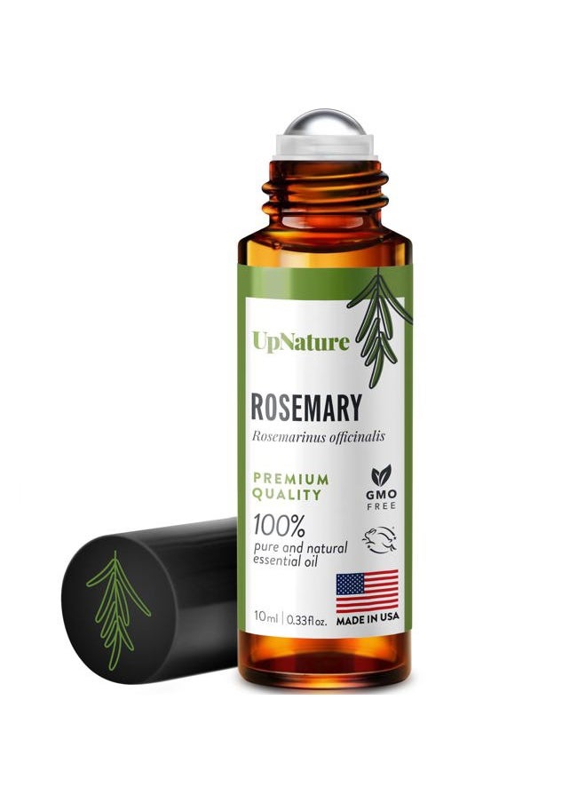 Rosemary Essential Oil Roll On – Topical Rosemary Oil for Hair & Skin - Premium Aromatherapy Oils - Enhance Focus - Pre-Diluted