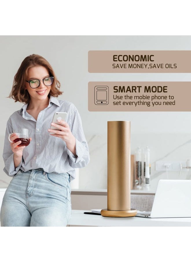 Smart Scent Air Machine for Home, Bluetooth Waterless Essential Oil Diffuser for Oils, Cold Air Technology Aromatherapy Diffuser for Large Room, Office, Gold