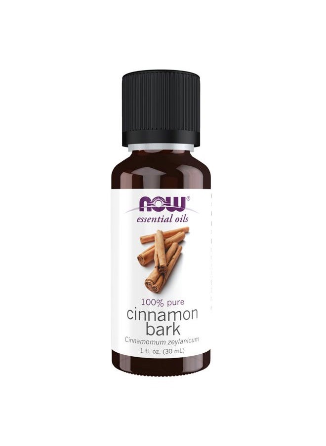 NOW Essential Oils, Cinnamon Bark Oil, Warming Aromatherapy Scent, Steam Distilled, 100% Pure, Vegan, Child Resistant Cap, 1-Ounce
