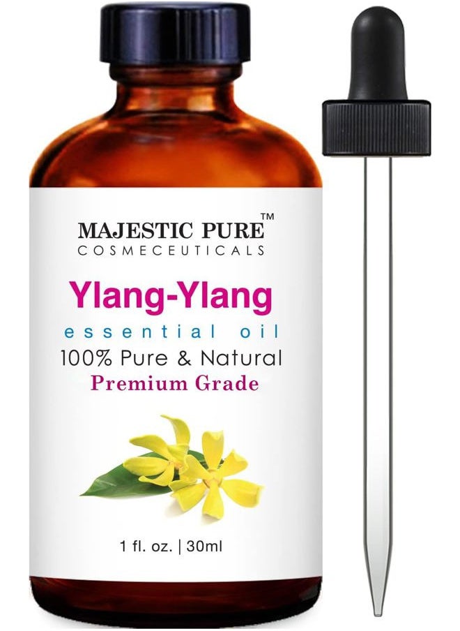MAJESTIC PURE Ylang Ylang Essential Oil | 100% Pure and Natural Ylang Ylang Oil | Premium Grade Essential Oils for Hair Care, Home Diffusers, Skin, Aromatherapy, Massage and Humidifiers | 1 Fl Oz