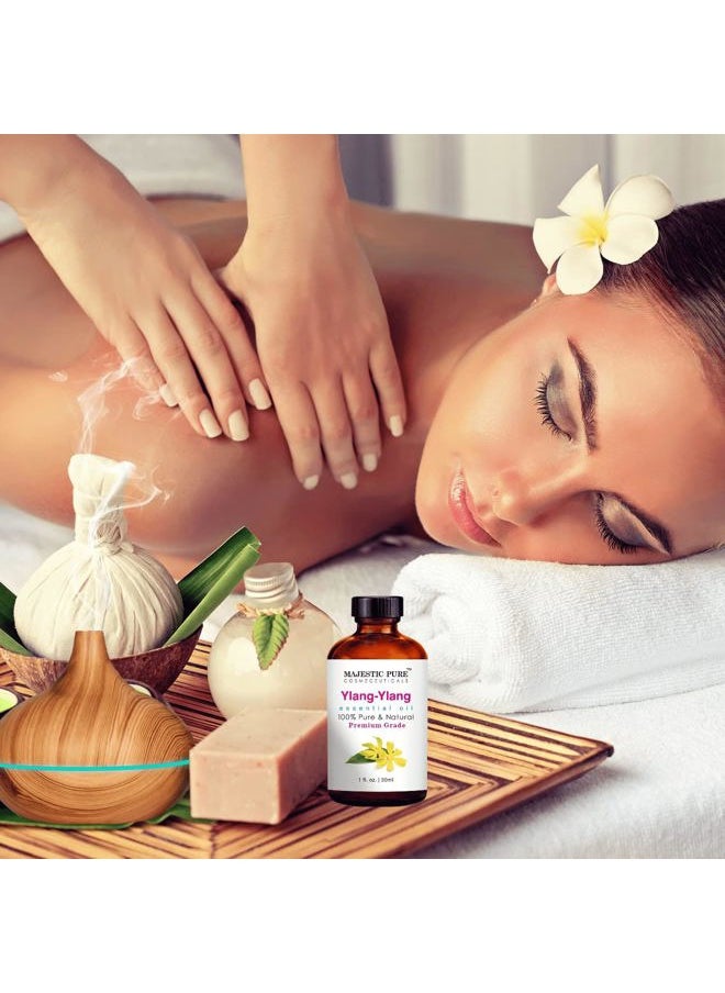 MAJESTIC PURE Ylang Ylang Essential Oil | 100% Pure and Natural Ylang Ylang Oil | Premium Grade Essential Oils for Hair Care, Home Diffusers, Skin, Aromatherapy, Massage and Humidifiers | 1 Fl Oz