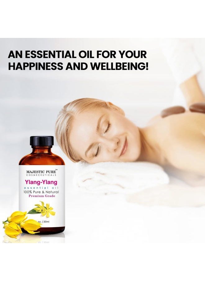 MAJESTIC PURE Ylang Ylang Essential Oil | 100% Pure and Natural Ylang Ylang Oil | Premium Grade Essential Oils for Hair Care, Home Diffusers, Skin, Aromatherapy, Massage and Humidifiers | 1 Fl Oz