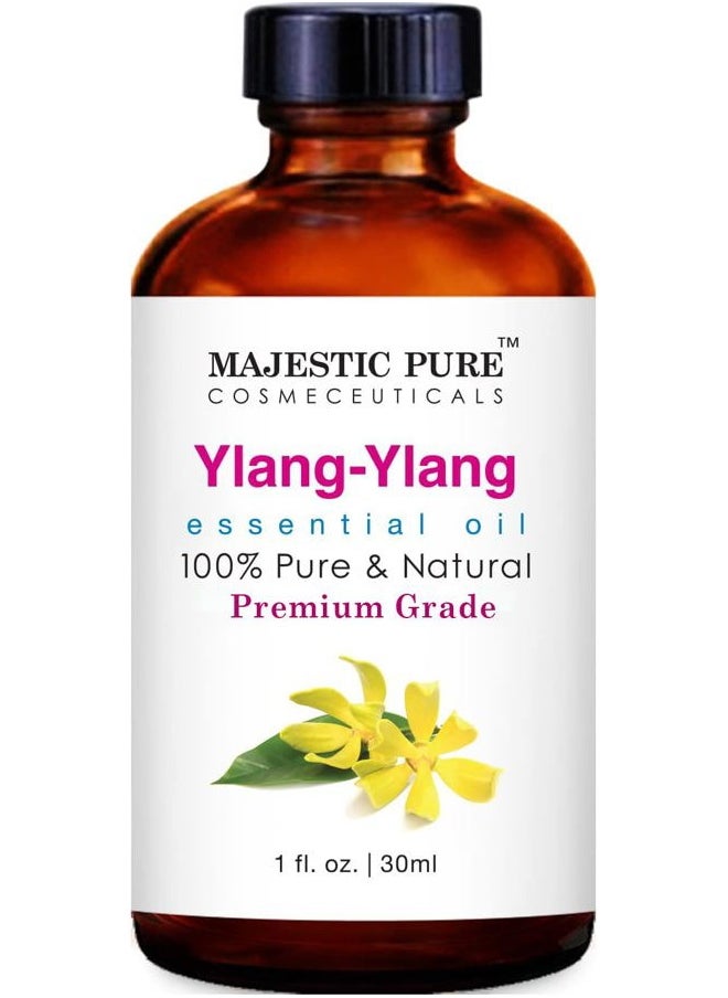 MAJESTIC PURE Ylang Ylang Essential Oil | 100% Pure and Natural Ylang Ylang Oil | Premium Grade Essential Oils for Hair Care, Home Diffusers, Skin, Aromatherapy, Massage and Humidifiers | 1 Fl Oz