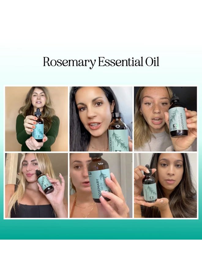 Pure Rosemary Essential Oil with Dropper - Undiluted Rosemary Oil for Hair Skin and Nails and Refreshing Aromatherapy Oil for Diffusers - Essential Oil for Cleansing Dry Scalp Care 4oz