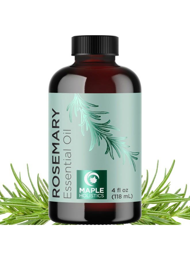 Pure Rosemary Essential Oil with Dropper - Undiluted Rosemary Oil for Hair Skin and Nails and Refreshing Aromatherapy Oil for Diffusers - Essential Oil for Cleansing Dry Scalp Care 4oz