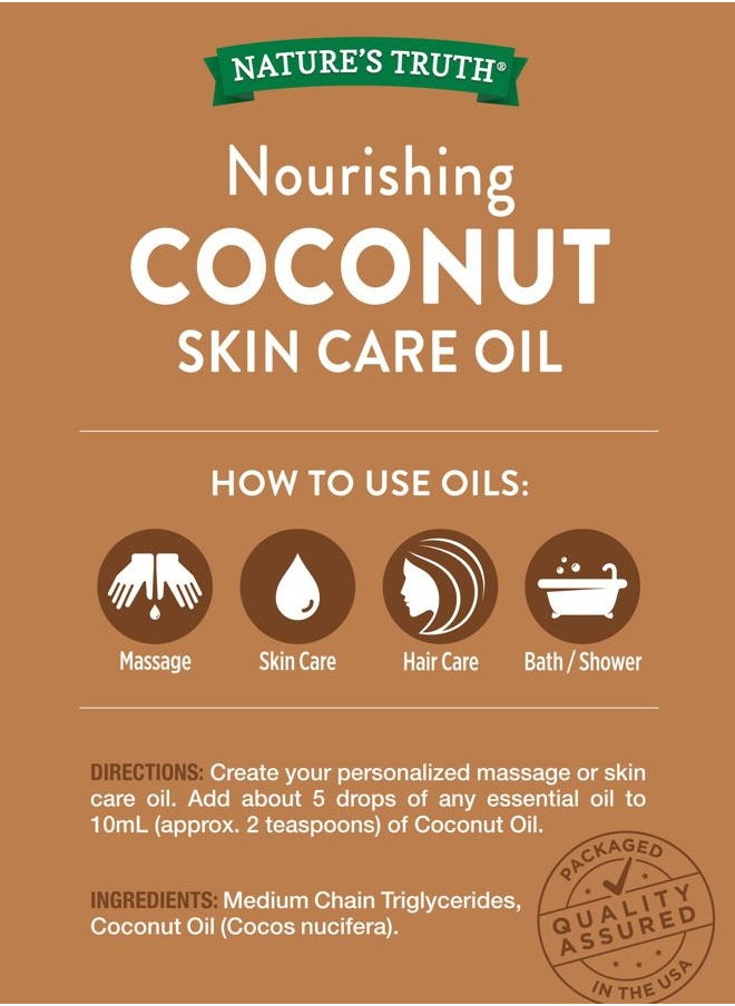Coconut Oil for Skin | 4 Oz | Unscented Liquid Oil | Paraben Free