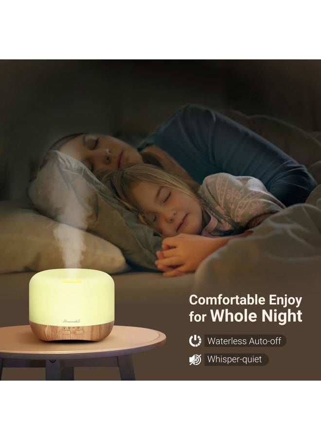 300ml Essential Oil Diffuser, Quiet Aromatherapy Mist Diffusers for Essential Oils, Wood Grain, Ultrasonic, Remote Control, Timer, 7 Colors Light for Bedroom (300ml)