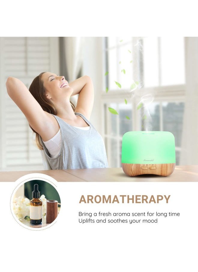 300ml Essential Oil Diffuser, Quiet Aromatherapy Mist Diffusers for Essential Oils, Wood Grain, Ultrasonic, Remote Control, Timer, 7 Colors Light for Bedroom (300ml)